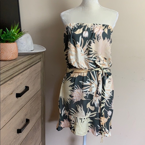 cloth & stone•tropical print strapless mini dress
